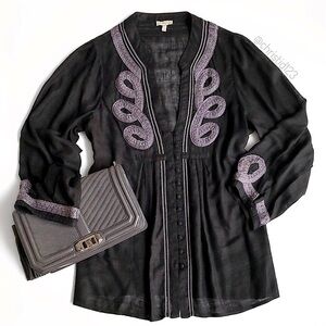 Joie Ayana Silk Embroidered Tunic Top